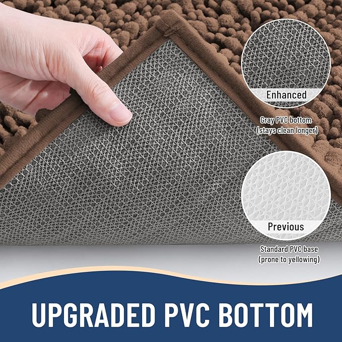 Arotive Luxury Chenille Bathroom Rug Mat, Extra Soft Thick Absorbent Shaggy Bath Rugs, Non-Slip Machine Wash Dry, Plush Bath Mats for Bathroom, Shower and Tub, 36x24, Mocha