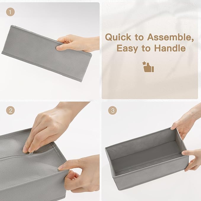 Criusia Drawer Organizer Clothes, 24 Pack Dresser Organizer for Baby Clothes, Underwear, Sock- Foldable Closet Organization and Storage Dividers Bins for Nursery, Bedroom and Dorm (Grey)