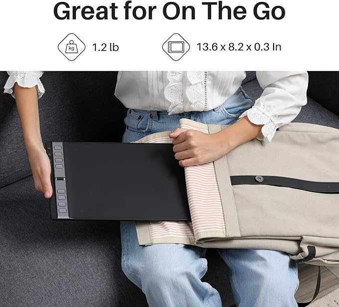 2023 HUION Inspiroy 2 Large Drawing Tablet, 10x6inch Art Tablet with Scroll Wheel 3-Set 8 Customized Keys Battery-Free Stylus, Graphics Tablet for Drawing, Design, Work with Mac, PC & Mobile, Black