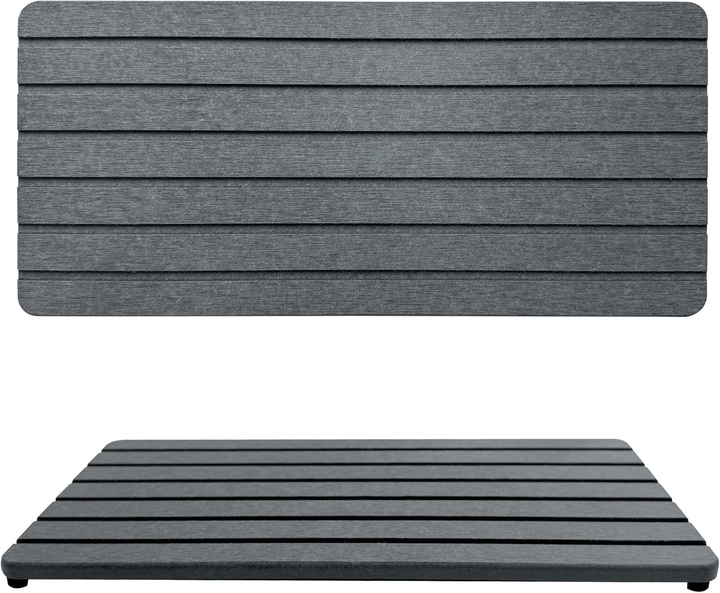 2 PCS Fast-Drying Sink Stone Tray, 12" x 5.5" Super Absorbent Diatomite Coasters, Grooved Design, Water Absorbing Stone Used for Hand Soaps & Plants & Toiletries in The Modern Home