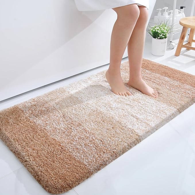 OLANLY Bathroom Runner Rugs 44x24, Extra Soft Absorbent Microfiber Bath Rugs, Rubber Backing, Quick Dry, Machine Washable Bath Mats for Bathroom Floor, Tub and Shower, Home Decor Accessories, Beige