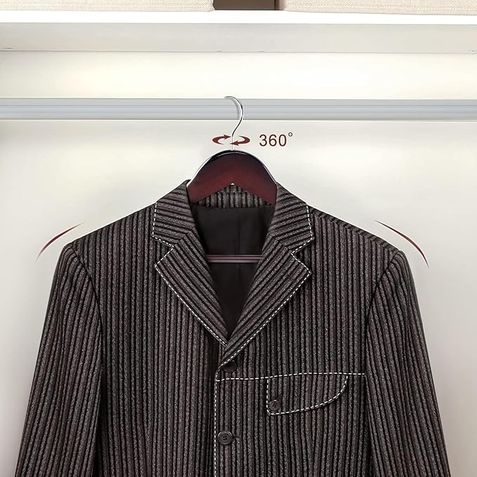 TOPIA HANGER Wooden Coat Hangers 30 Pack, Cherry Wood Suit Hangers with Non Slip Pants Bar, 360° Swivel Hook and Shoulder Notches for Camisole, Jacket, Pants, Smooth Finish Clothes Hangers - CT34M30