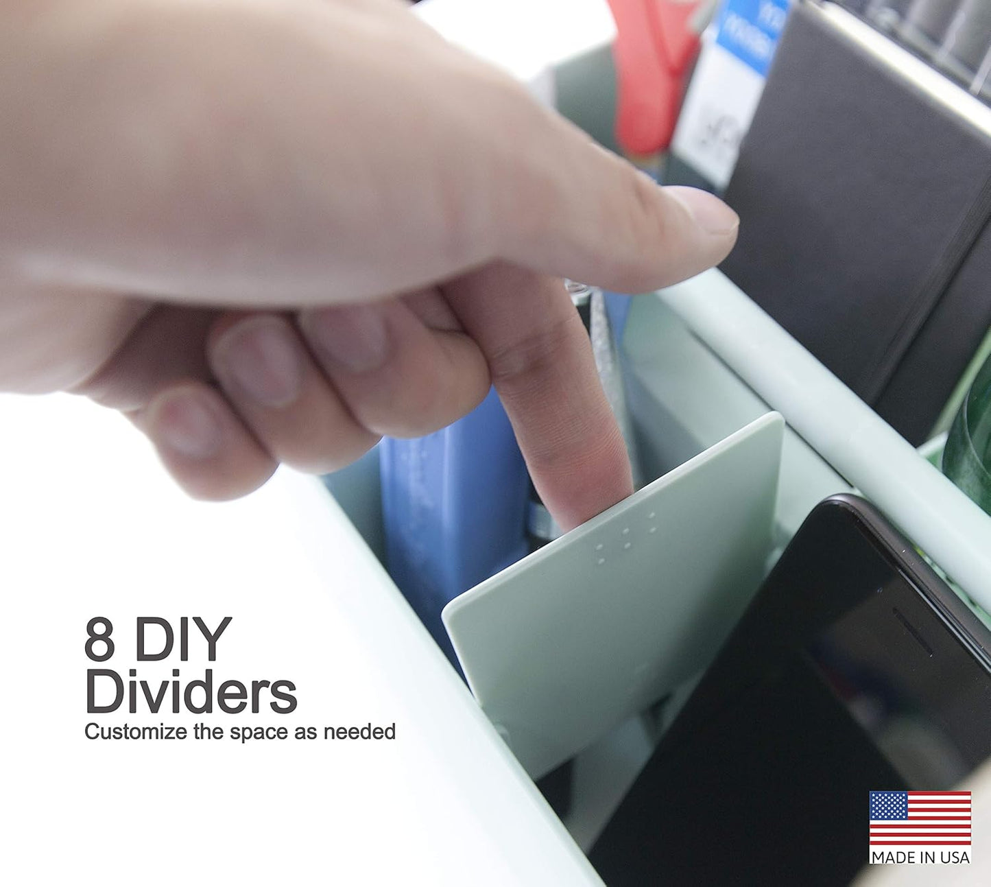 2 PACK - Portable DIY 8 Dividers Durable Plastic Tote Basket Bin Tool & Supply Cleaning Caddy with Handle Made In USA (Mint)