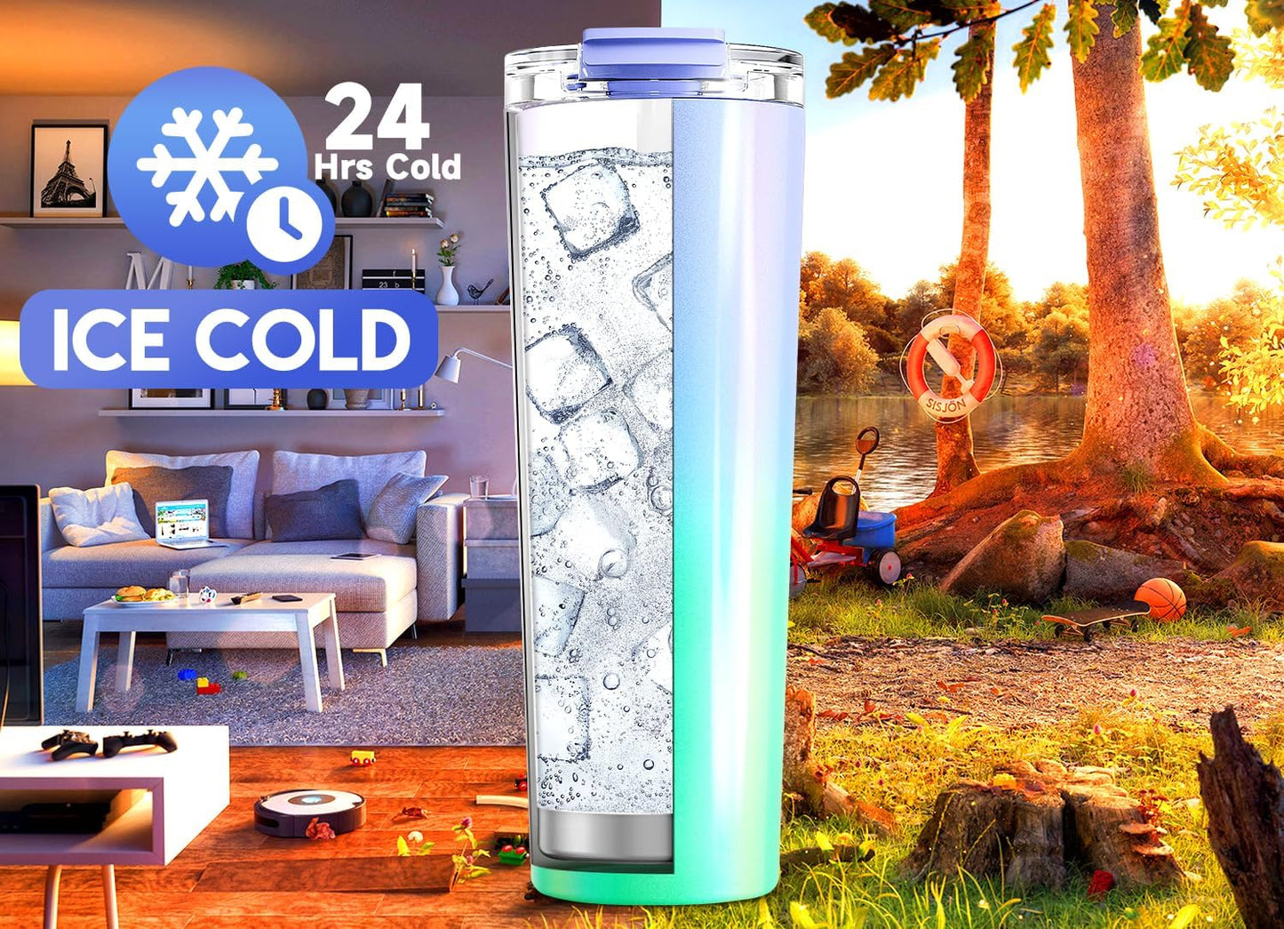 Meoky 30 oz Travel Coffee Mug with Leak-proof Lid, Stainless Steel Insulated Coffee Tumbler, Keeps Hot for 8 Hours or Cold for 24 Hours, Fits in Car Cup Holder (Fairyland)