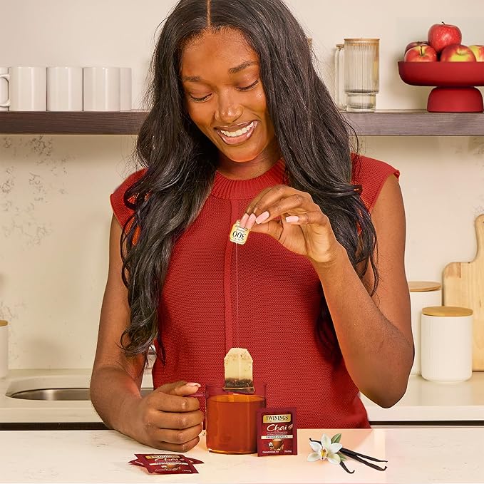 Twinings French Vanilla Chai Black Tea Individually Wrapped Bags, 20 Count (Pack of 6), Warm, Sweet & Spicy, Caffeinated, Enjoy Hot or Iced, 120 Teabags