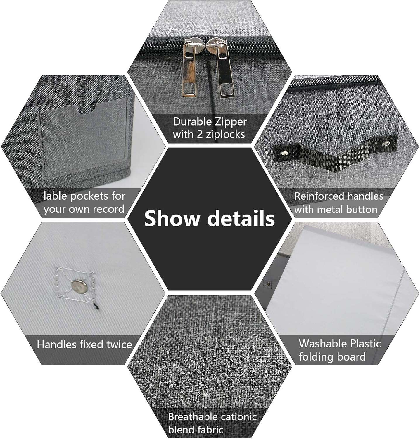 AMJ Extra Length Under Bed Storage Organization Containers for Shoes, Clothing, Bedding, 35.5 x 16.5 x 7“, Black Gray