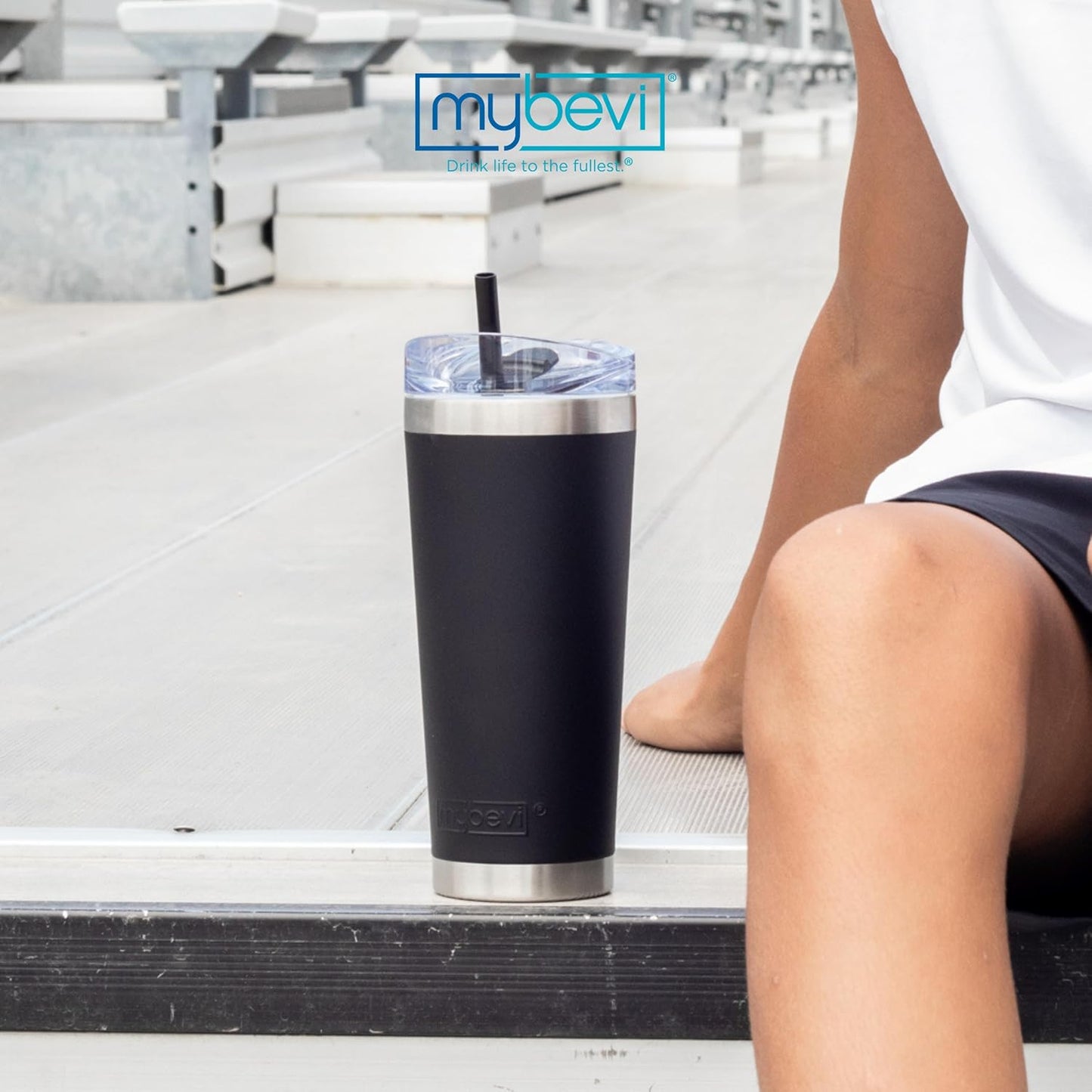 Classic Premium Stainless Steel Tumbler with 12-Hour Temperature Control, Tritan Lid, and BPA-Free Construction | Black Powder Coated, 26 oz