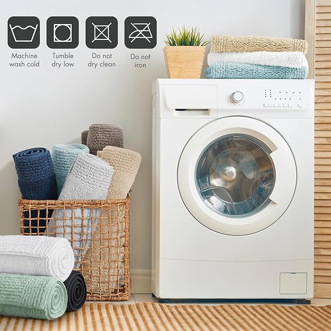 Madison Park Splendor Reversible 100% Cotton Tufted Bathroom Rug-3000 GSM Hotel Quality Luxurious Plush Medium Pile Bath Mat Absorbent, Quick Dry, Shower Room Décor, 24x72 Black