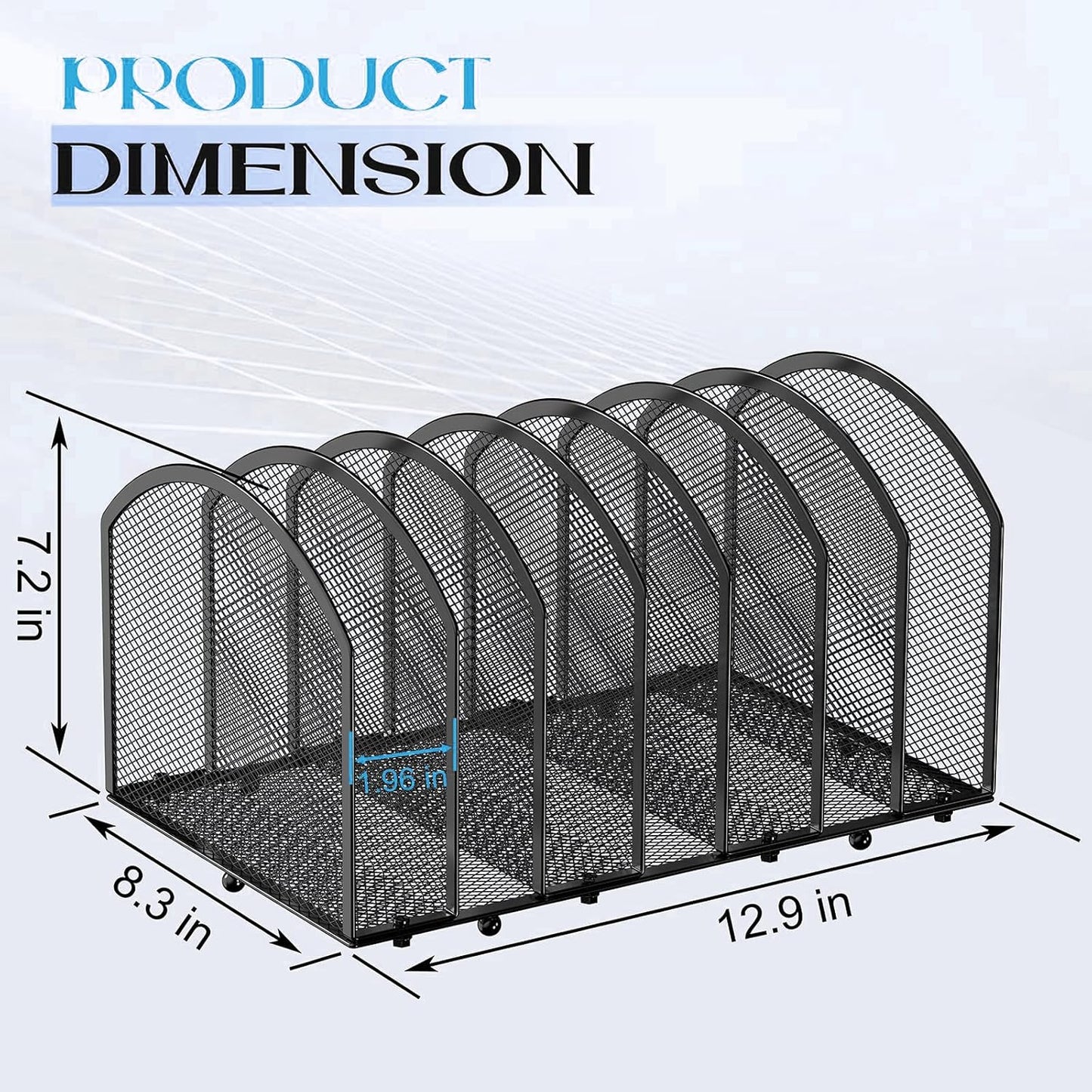 2 Pack Desk File Organizer, 7-Section Upright Mesh Desktop Organizer File Sorter Office Organization Letter Holder, Vertical Desktop File Holder for Office Home, Black