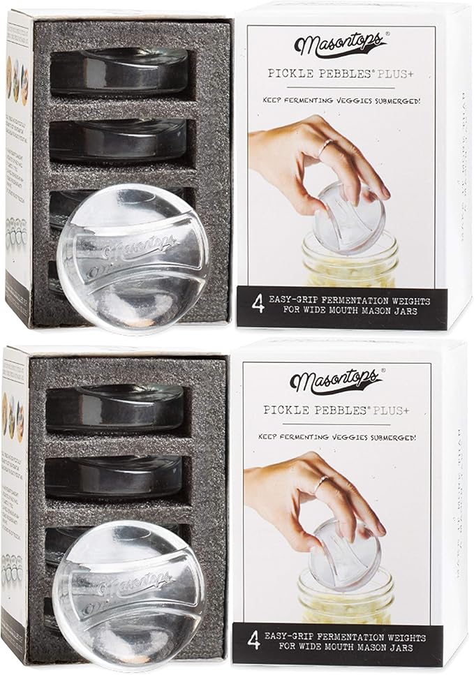 Masontops Pickle Pebble Glass Infinity Weights for Fermenting - Pickling Weight Set - Wide Mouth Mason Jar Fermentation