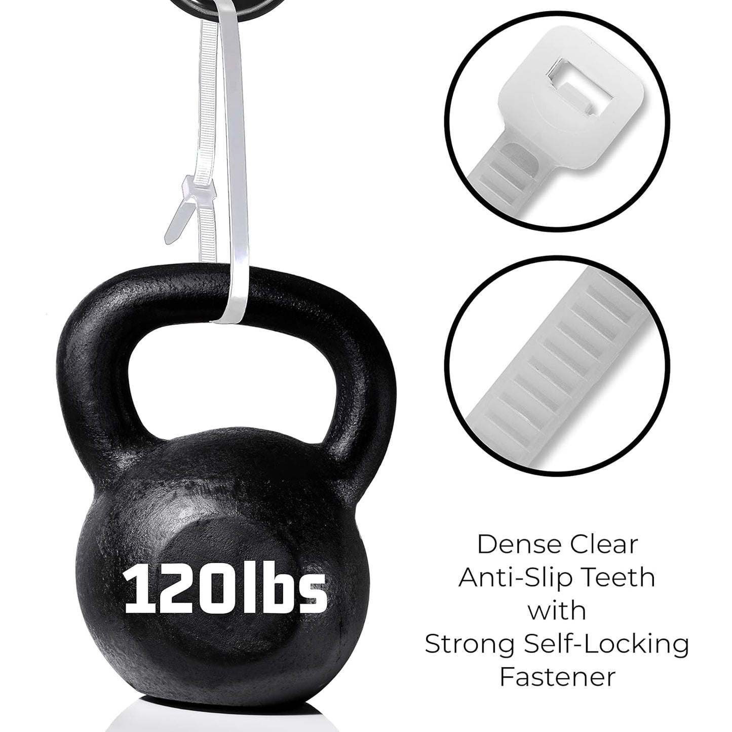 Bolt Dropper 15-Inch White Zip Cable Ties - Pack of 100 Heavy Duty Self-Locking Nylon Wire Ties - 120 lbs Tensile Strength for Indoor and Outdoor Use - Durable, UV and Temperature Resistant Zip Ties