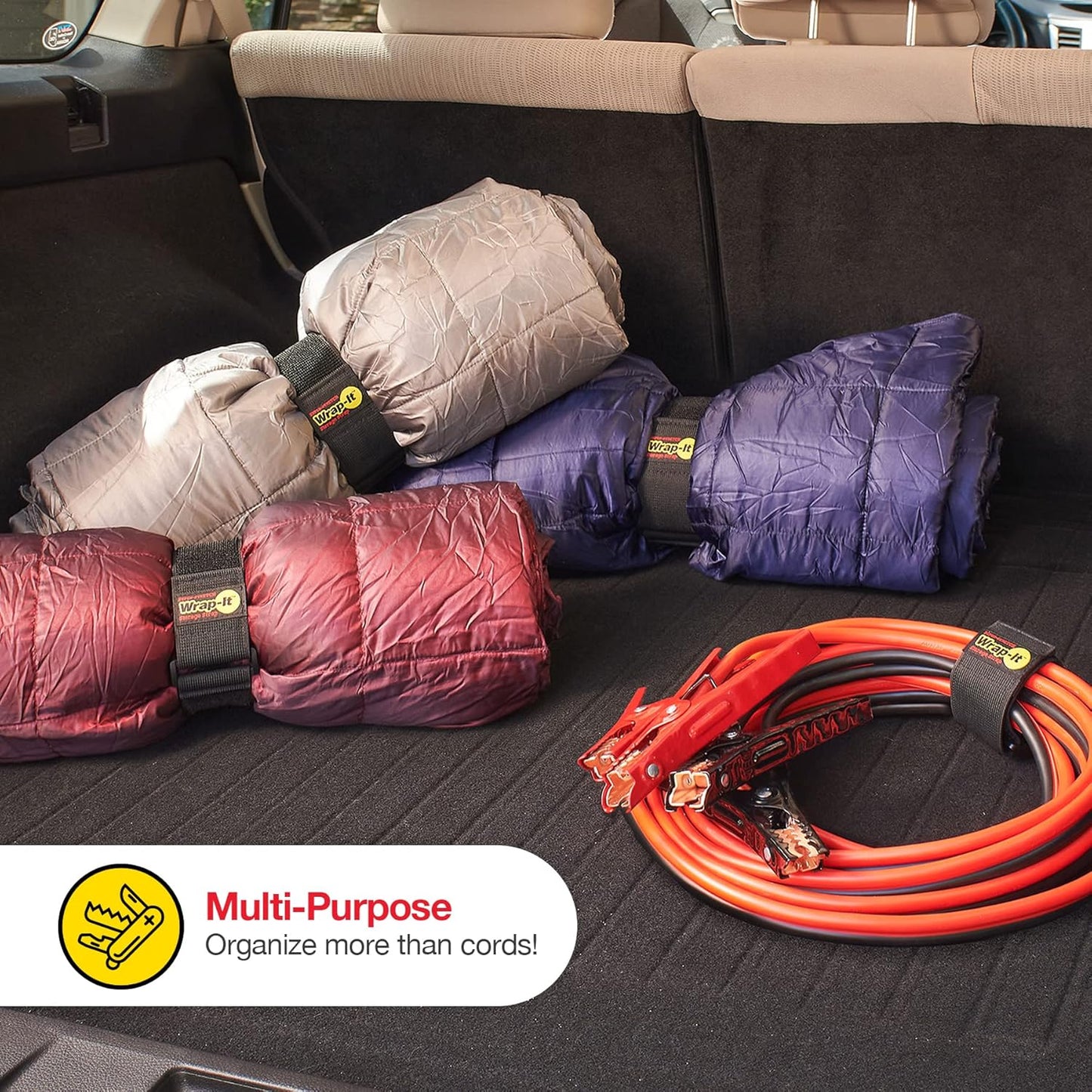 Super-Stretch Wrap-It Storage Straps (Assorted 8 Pack) - Elastic Hook and Loop Cinch Straps - Extension Cord Organizer, Hose, Rope and Cables Straps, Cord Wrap, Garage and RV Organization, Dad Gift