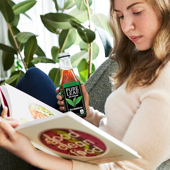 Pure Leaf Iced Tea, Unsweetened 3 Flavor Variety Pack, Zero Sugar & Zero Calories, 18.5 Fl Oz Bottles (Pack of 12)