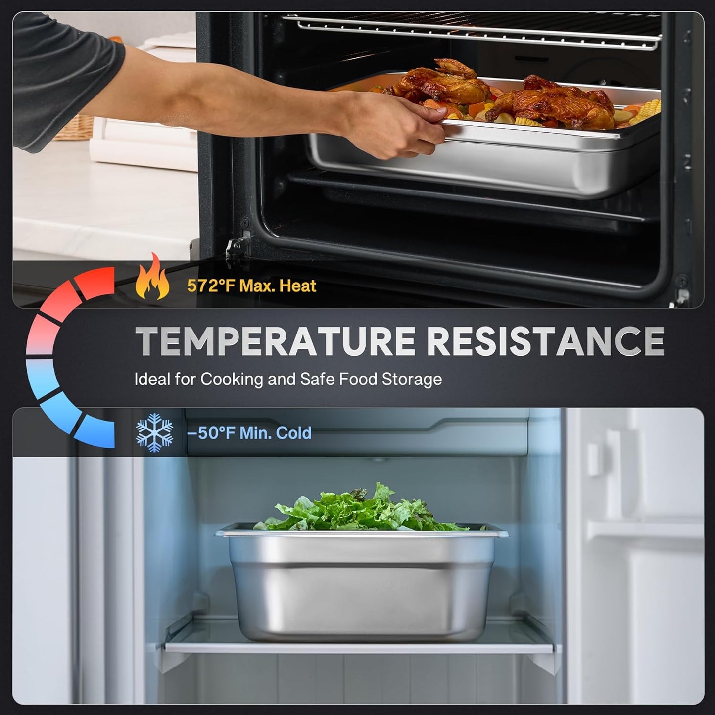 WILPREP 6 Pack Hotel Pans NSF Listed, 1/1 Size 4 in Deep Steam Table Pans with Lids, Food Grade Stainless Steel Hotel, 14.3 qt Catering Food Storage for Buffets Events Restaurants