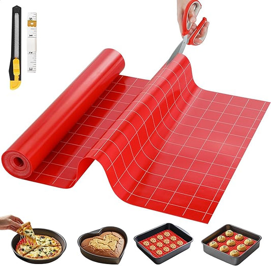 Silicone Baking Mat, 12 IN x 6 FT Free Cutting Baking Sheet,Non-Stick Reusable Dough & Pastry Mat,Non-Slip Silicone Mat Roll for Air Fryer Liner,Freeze Dryer,Oven Baking Pan,Kitchen Counter