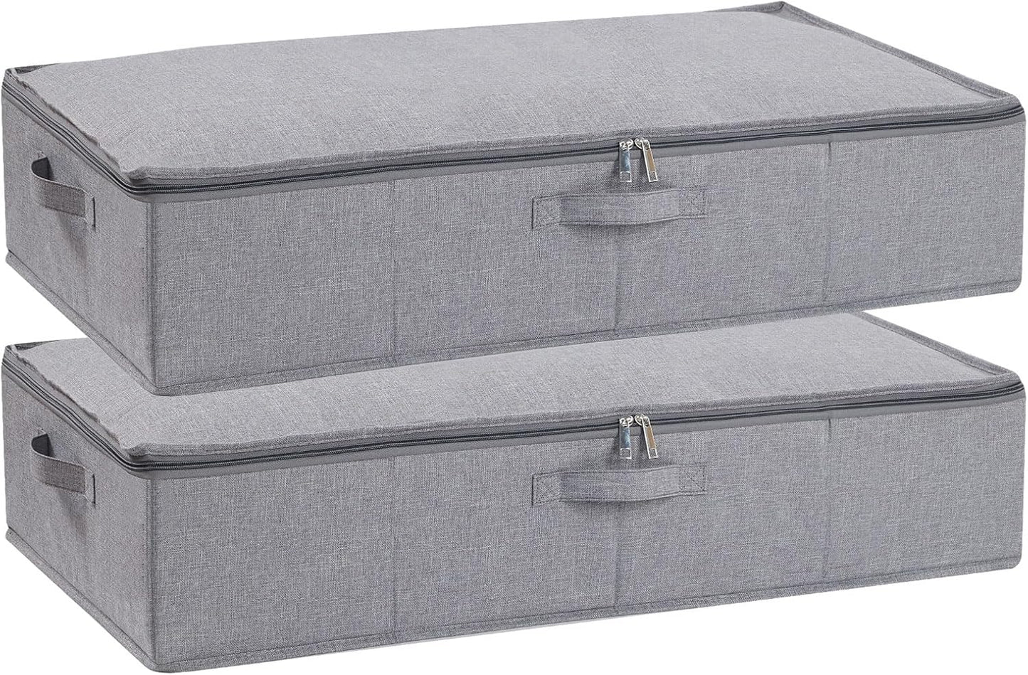 Underbed Storage Box, 23.6 x 11.8 x 5.9 Inch Clothes Organizer With Sturdy Structure and Reinforced Handles for Blanket, Sheets, Pillows, Towels, Shoes, Grey, 2 Pack
