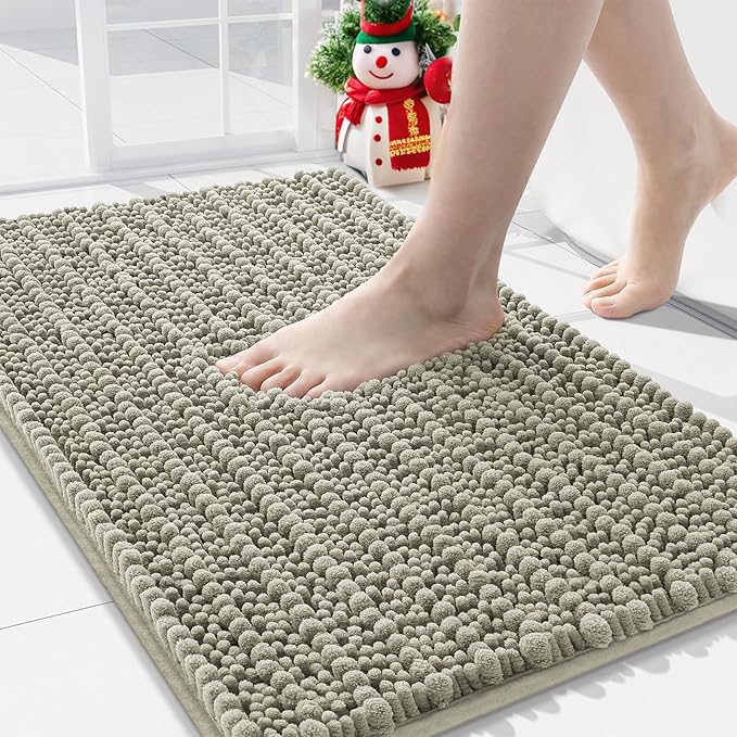 Arotive Luxury Chenille Bathroom Rug Mat, Extra Soft Thick Absorbent Shaggy Bath Rugs, Non-Slip Machine Wash Dry, Plush Bath Mats for Bathroom, Shower and Tub, 36x24, Warm Taupe