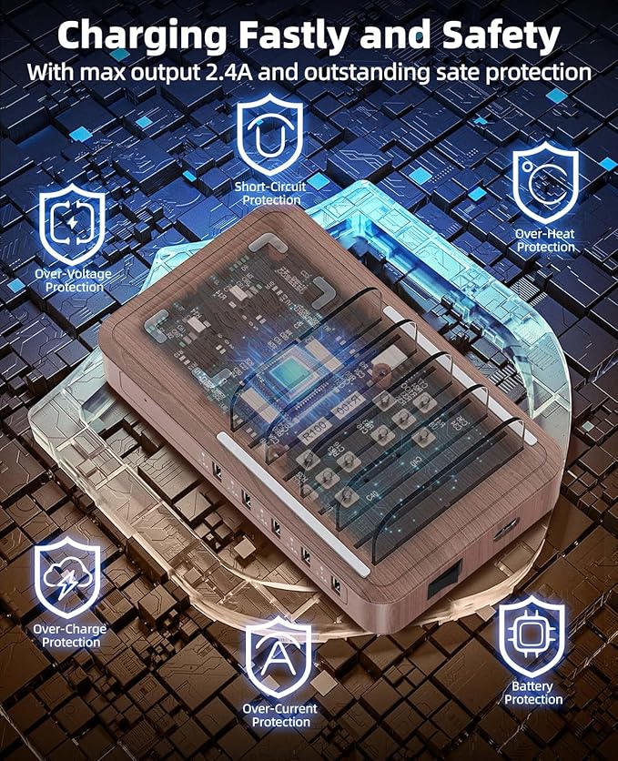 2025 𝐍𝐄𝐖 Wireless Chargers for Multiple Devices: Presents for Him Her Multi USB Charging Station for Apple Device Charging Organizer, Tablet Charging Dock, Family Electronics Charging& 6 Cables