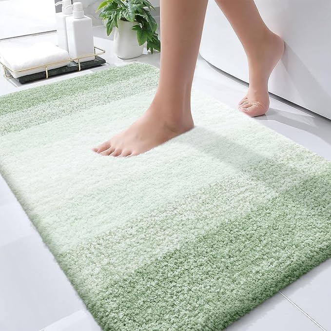 OLANLY Bathroom Rugs Mat 36x24, Extra Soft Absorbent Microfiber Bath Rugs, Rubber Backing, Quick Dry, Machine Washable Bath Mats for Bathroom Floor, Tub and Shower, Home Decor Accessories, Sage Green
