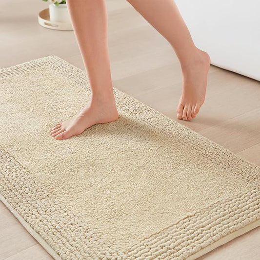 Madison Park Splendor Reversible 100% Cotton Tufted Bathroom Rug-3000 GSM Hotel Quality Luxurious Plush Medium Pile Bath Mat Absorbent, Quick Dry, Shower Room Décor, 24x44 Natural