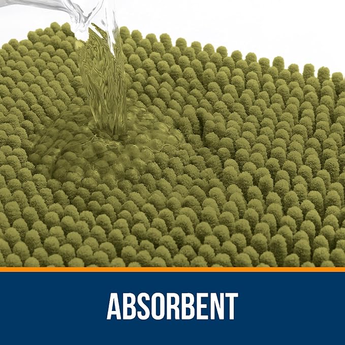 OLANLY Bathroom Rugs 30x20, Extra Soft Absorbent Chenille Bath Rugs, Rubber Backing Quick Dry, Machine Washable Bath Mats for Bathroom Floor, Tub and Shower, Home Decor Accessories, Willow Green