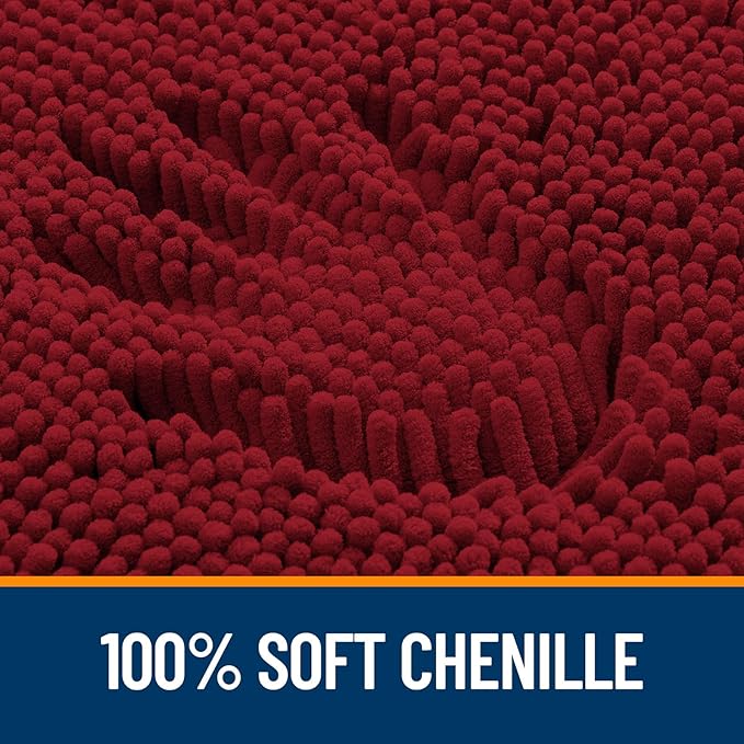 OLANLY Bathroom Rugs 30x20, Extra Soft Absorbent Chenille Bath Rugs, Rubber Backing Quick Dry, Machine Washable Bath Mats for Bathroom Floor, Tub and Shower, Home Decor Accessories, Red