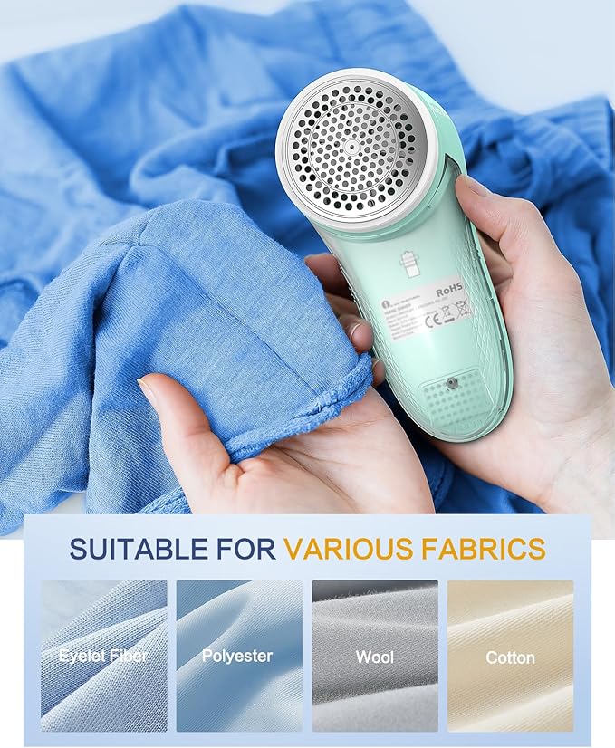 BEAUTURAL Fabric Shaver, Rechargeable Lint Remover for Clothes, Electric Lint Shaver with 6-Leaf Blades, Sweater Shavers to Fuzz, Lint Balls, Pillings, Bobbles for Clothes and Furniture