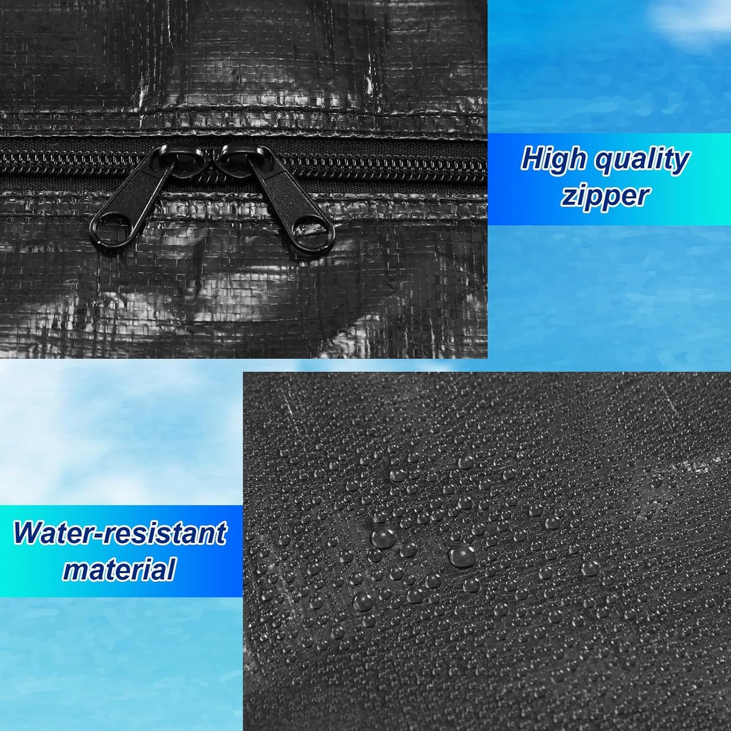 4 Pcs 60 Gallon Large Moving Bags with Zipper and Handles Foldable Storage Duffle Bags Heavy Duty Extra Large Totes for College Dorm Travel Clothes Blankets Bedding Moving (Black)