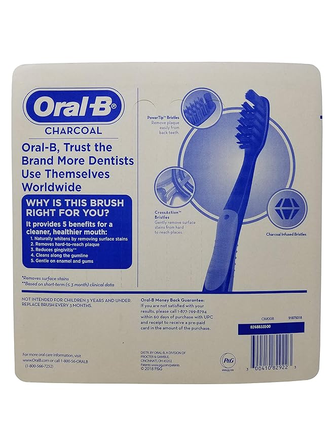 Oral-B Charcoal Toothbrush, Soft (Pack of 6)