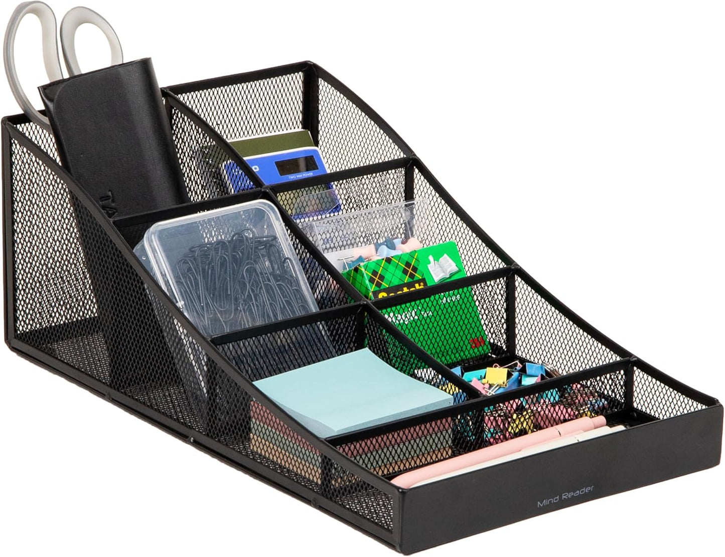 Mind Reader Countertop Organizer, Office Breakroom Supply Caddy, Desktop Organizer, Metal Mesh, Black