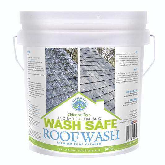 Wash Safe™ ROOF WASH Roof Cleaner, 10 lb. | Clear, Bleach-Free Concentrate | Clean Up to 10,000 sq. ft. of Asphalt, Wood, Slate and Ceramic Shingles or Tiles