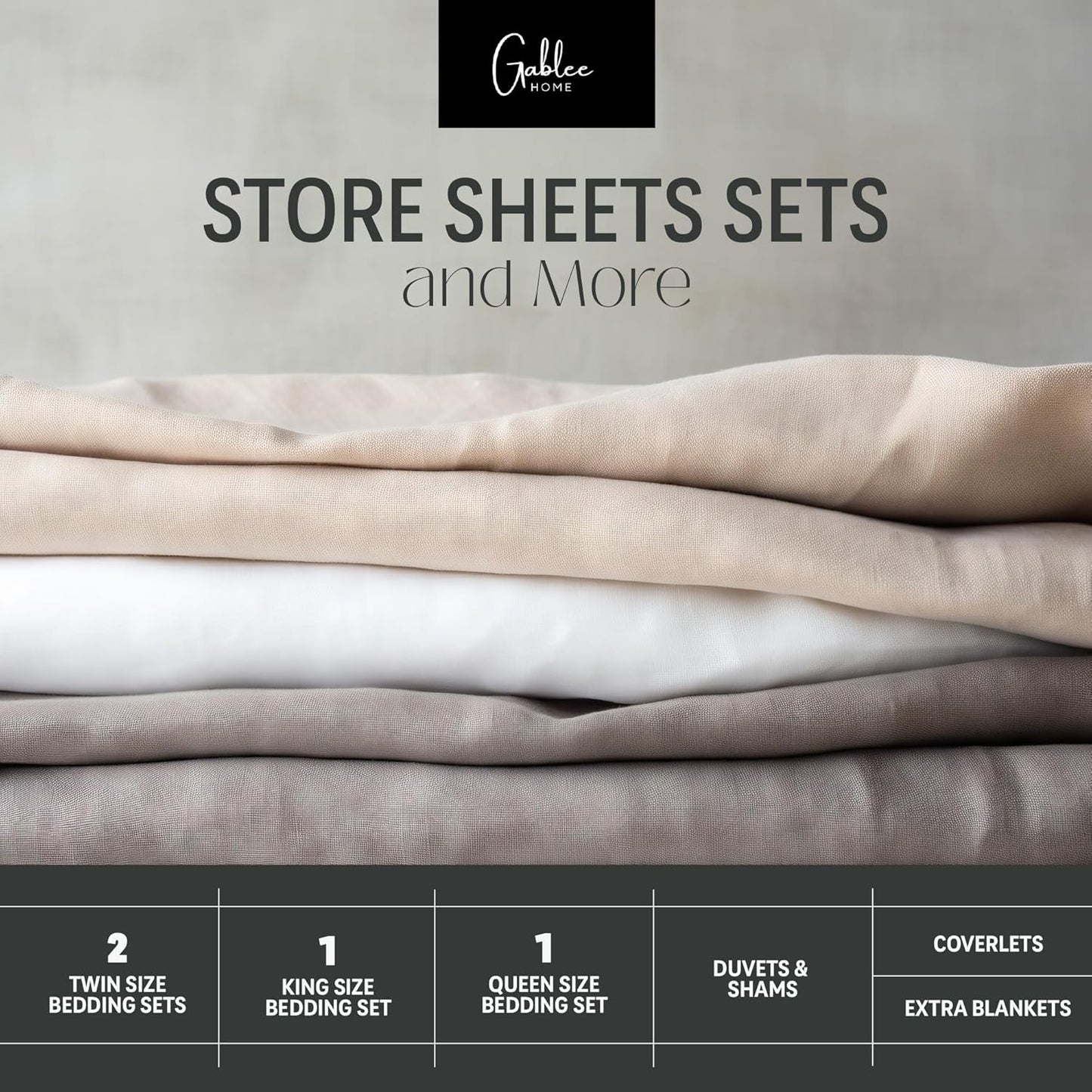 Bed Sheet Organizer Set - 4 Pack Premium Foldable Organizers for Sheets, Comforters, & Linens - Fits Neatly in Closet or Under Bed - Sturdy Oxford Cloth with Premade Labels - Home Storage Solution