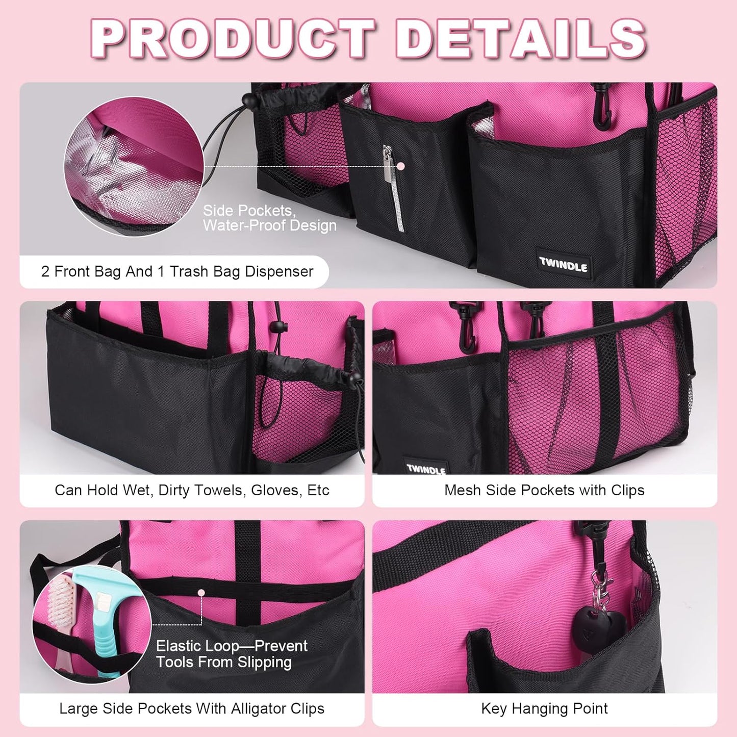 Large Cleaning Caddy Bag With Detachable Divider,Caddy Organizer With Handle,Cleaning Supply Storage With Adjustable Shoulder Strap & Waist Belt For Cleaners,Cleaning Housekeepers