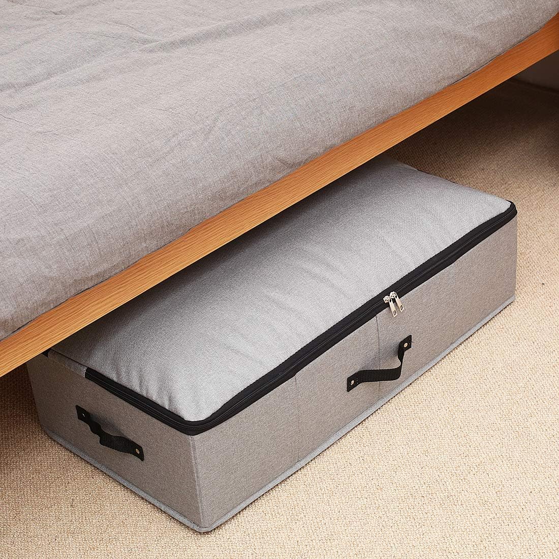 AMJ 29.5"*15"*7", Blanket, Duvets, Winter Clothes Storage Box for Under Bed, Top Wardrobe Organizer, Dark Gray