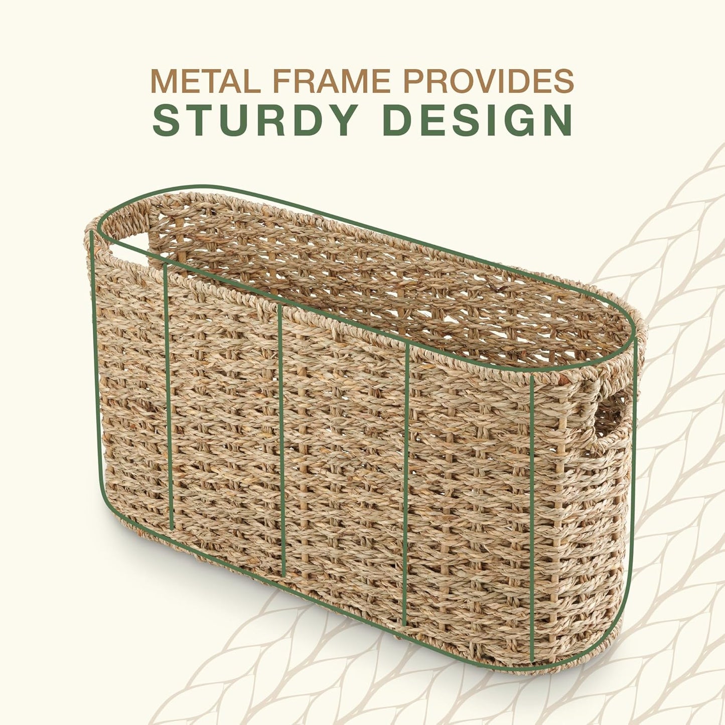 Toilet Paper Storage Basket, Toilet Paper Holder with Storage for Up to 8 Rolls, Coastal Bathroom Decor, Rattan Bathroom Accessories (Natural Seagrass, 6 Mega Rolls)