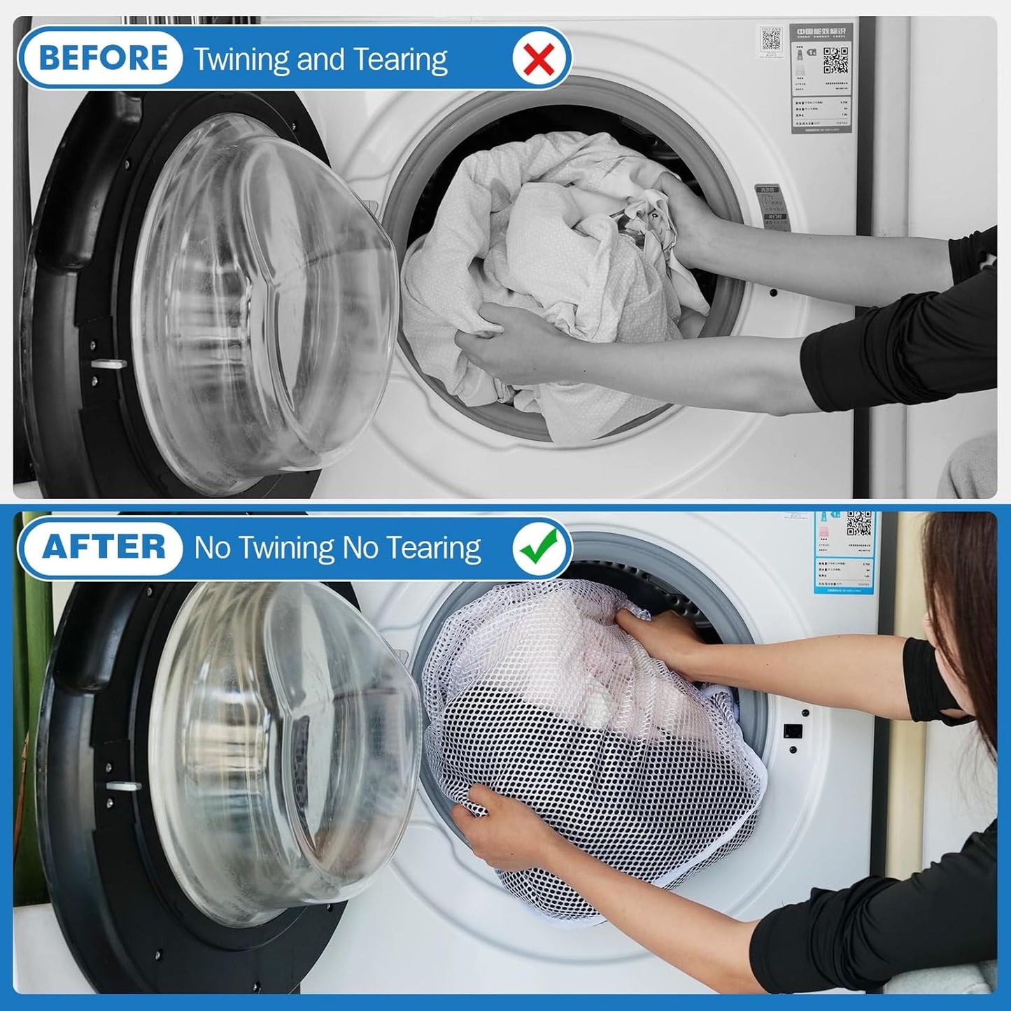 4Pcs Mesh Laundry Bags Washing Machine Mesh Wash Bags for Clothes,Underwear,Lingerie, Bed Linen with Drawstring Closure Sturdy(4 Size)