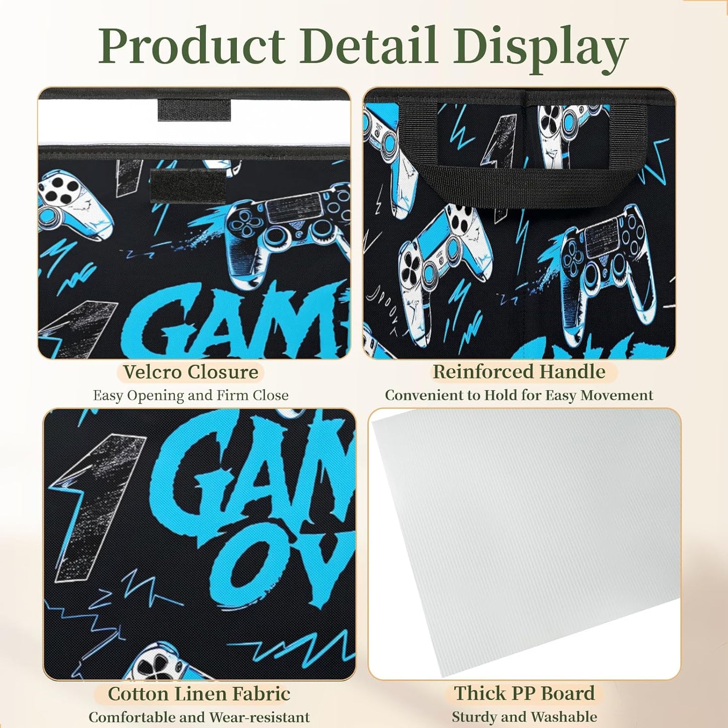 Closet Storage Bins Storage Baskets for Organizing with Flip-Top Lid & Handles, 27 Quart Large Linen Closet Organizers and Storage Cubes, Decorative Wardrobe Boxes for Organization (Game Console)