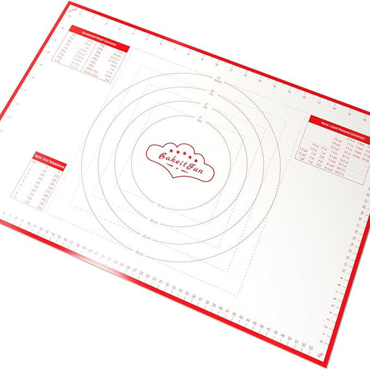 Silicone Pastry Mat Standard 15 x 10 in Nonstick Dough Rolling Mat with Measurements Inch and cm Circles Conversion Charts BPA Free Heat Resistant to 450 F Dishwasher Safe