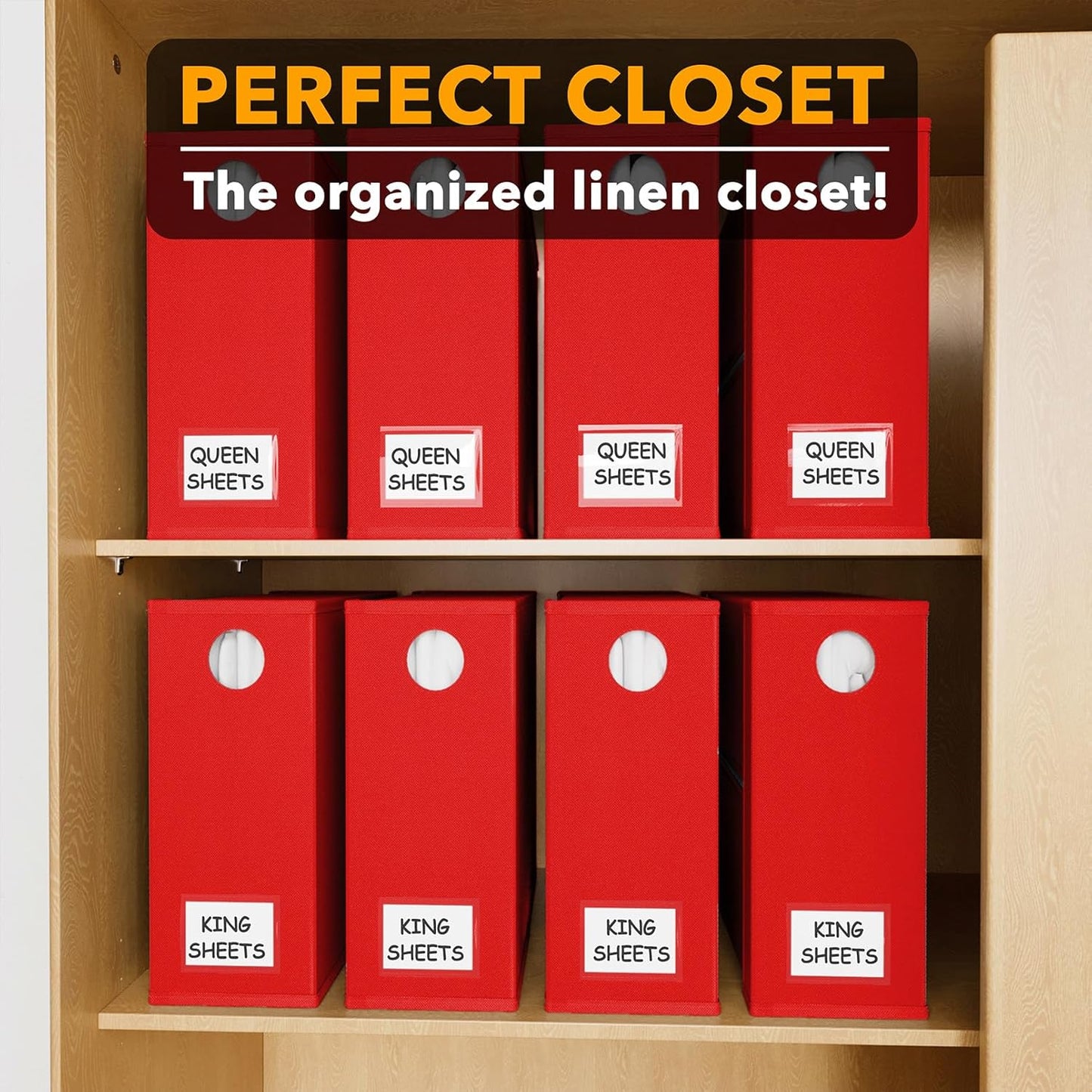 SpaceAid 8 Pack Bed Sheet Organizers and Storage, Foldable Sheet Organizer for Linen Closet, Sheets Set Folder Keeper with Window XL (Queen & King Size) Bedding Container (Red, 8 Pack)