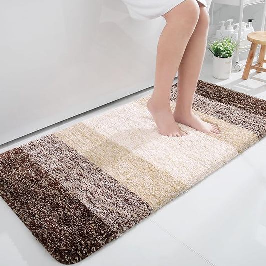 OLANLY Bathroom Runner Rugs 45x27, Extra Soft Absorbent Microfiber Bath Rugs, Rubber Backing, Quick Dry, Machine Washable Bath Mats for Bathroom Floor, Tub and Shower, Home Decor Accessories, Brown