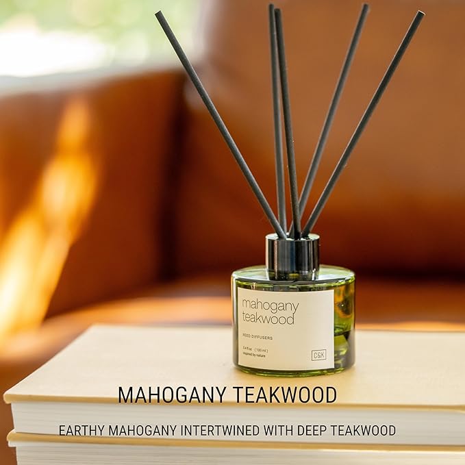 Craft & Kin Reed Diffuser Set Oakwood, Mahogany & Vetiver, Christmas Reed Diffusers for Home, Fragrance Diffuser Sticks, Oil Diffuser Sticks, Oil Diffuser with Sticks, Reed Diffuser for Men