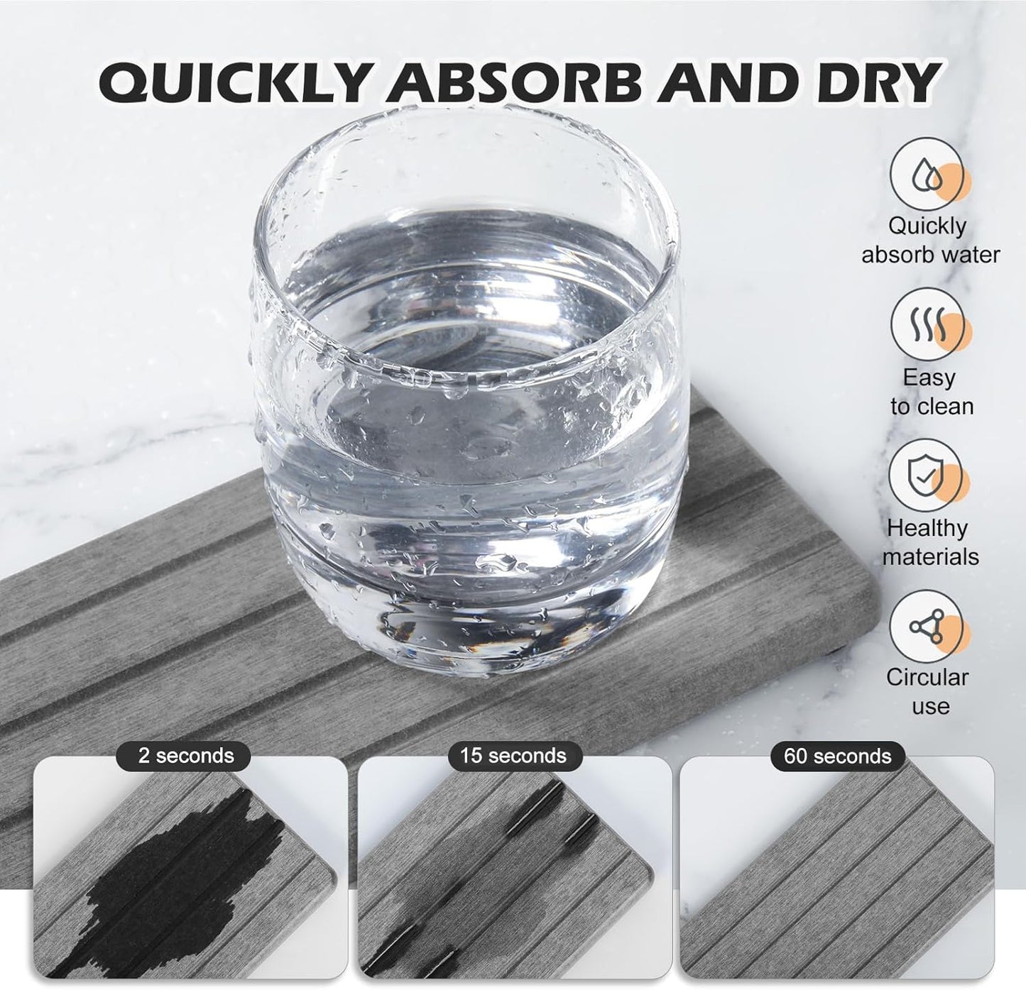 4PCS Stone Drying Tray for Bathroom Sink and Kitchen Counter, Fast Drying Diatomite Stone Sink Tray Soap Trays, Diatomaceous Coaster, Water Absorbing Stones Trays for Sinks