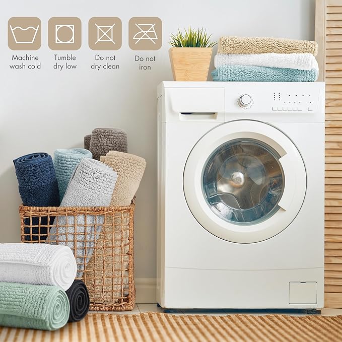 Madison Park Splendor Reversible 100% Cotton Tufted Bathroom Rug-3000 GSM Hotel Quality Luxurious Plush Medium Pile Bath Mat Absorbent, Quick Dry, Shower Room Décor, 24x36 Natural