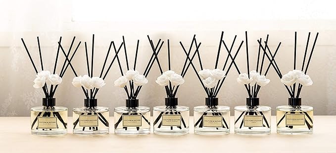 CULTURE & NATURE Reed Diffuser Set 6.7oz (200ml) Flower Market Scented Diffuser with Sticks Home Fragrance Reed Diffuser for Bathroom Shelf Decor