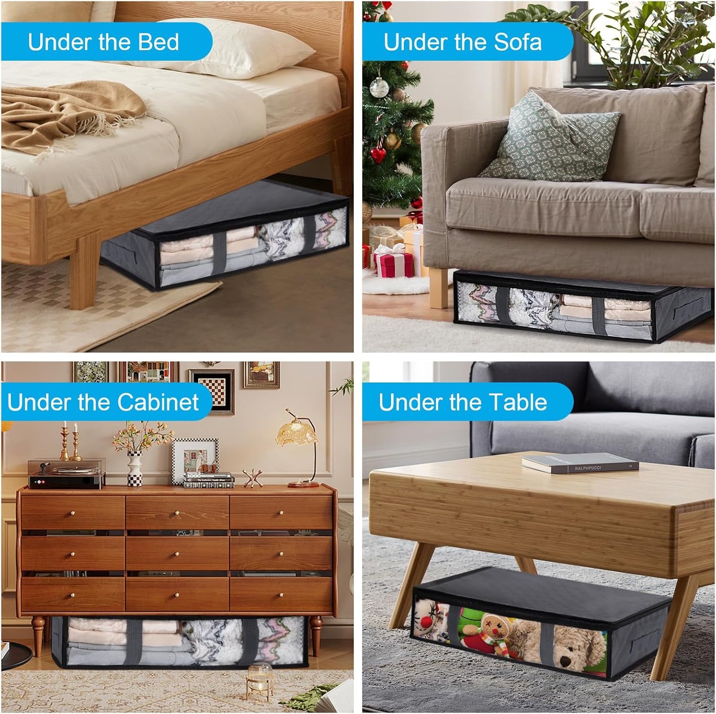 10 Pack Under Bed Storage Containers for Clothes Folding Storage Bins with Clear Window and Reinforced Handles Underbed Storage Containers for Organization and Storage Clothing Blankets