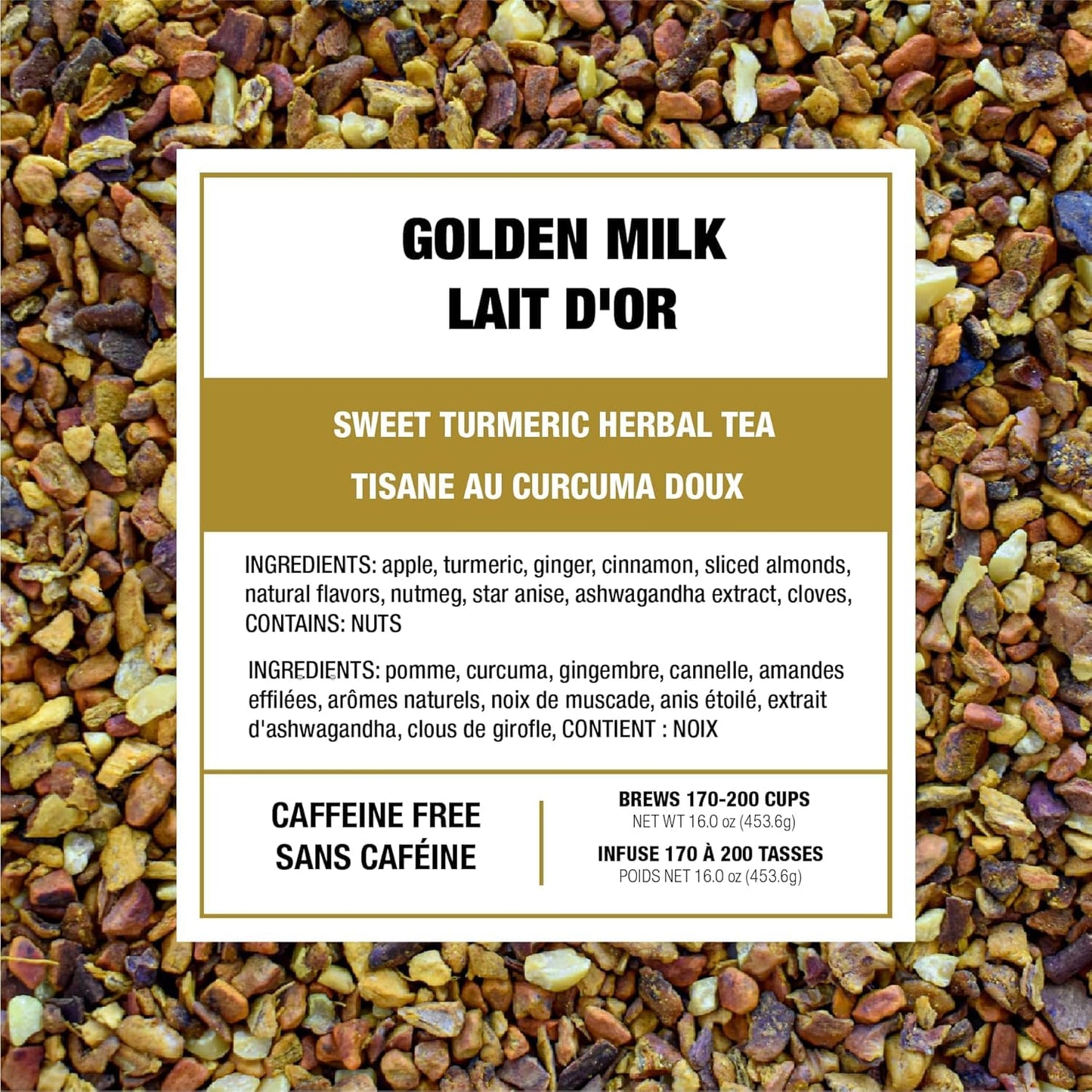 Tiesta Tea - Golden Milk, Loose Leaf, Sweet Turmeric Herbal Tea, Premium Non-Caffeinated Herbal Blend, Make Hot or Iced, Brews Up to 200 Cups, 16 oz Resealable Bulk Pouch