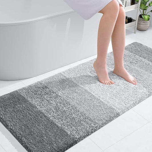 OLANLY Bathroom Runner Rugs 54x24, Extra Soft Absorbent Microfiber Bath Rugs, Rubber Backing, Quick Dry, Washable Bath Mats for Bathroom Floor, Tub and Shower, Home Decor Accessories, Light Grey