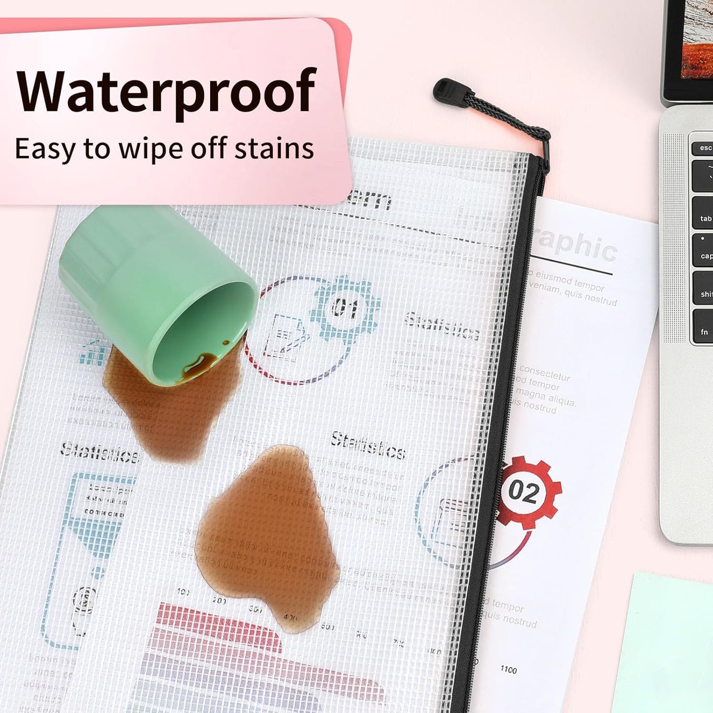 Umriox Small Zipper Pouch, 9.5x7.1 in (Black, 12 Packs), Mesh Bags with Zipper for Office Supplies Travel Accessories