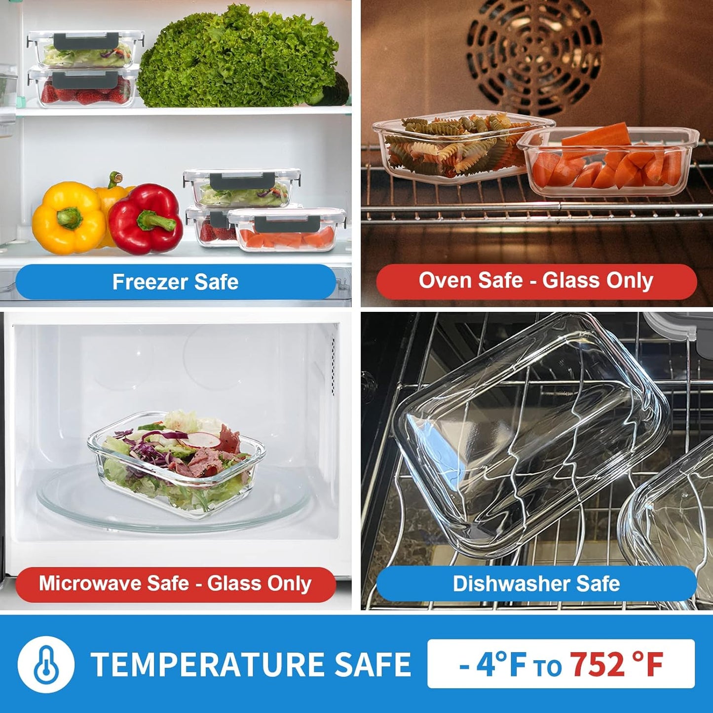 24-Piece Small Glass Food Storage Containers with Lids Airtight, 1.5 Cup Meal Prep Containers Set, Microwave&Dishwasher Safe, Leak-Proof, BPA-Free, Grey