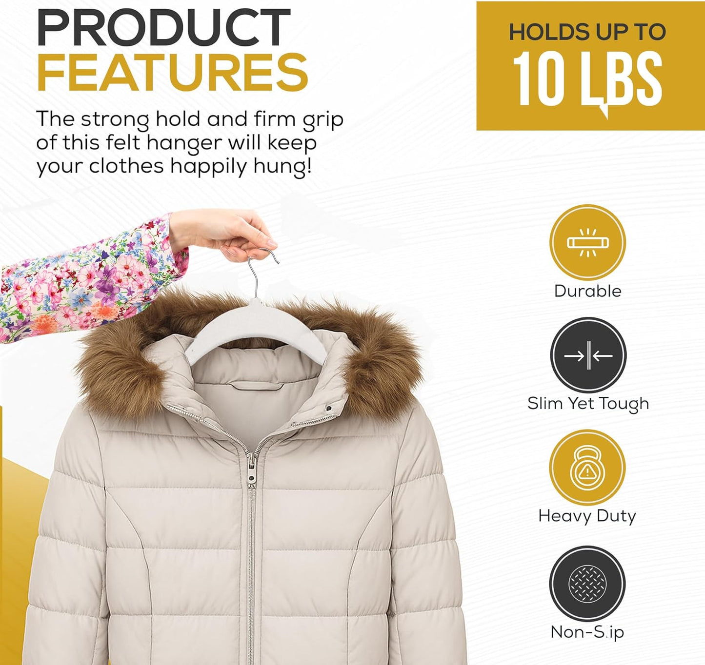 Premium Velvet Hangers 50 Pack Ultra Thin Non Slip Adult Felt Space Saving Slim Suit Hanger for Closet Heavy Duty Coat Pants Jackets Dress Hangers 360° Swivel Hook Hold Upto 10 lbs White